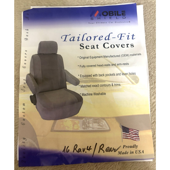 Rave4 2016 Full Set Seat Covers #2400 Beige Synthetic Fabric Microfiber Made USA - Picture 5 of 10